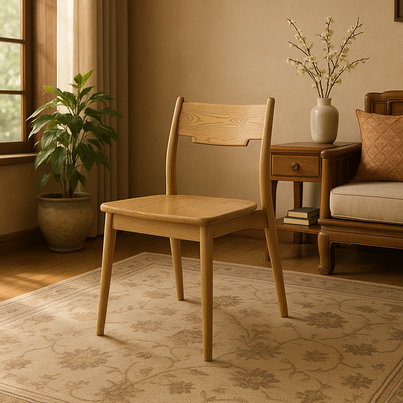 North American White Ash - Contemporary Scandinavian Solid Wood Chair: Ergonomic Slightly Reclined Backrest Dining Chair For Dining Room Cuvalon