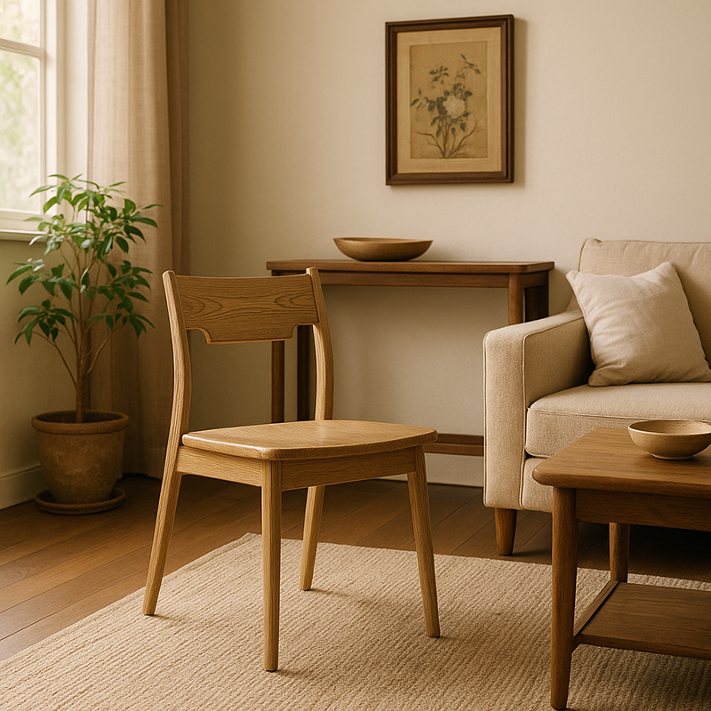 North American White Ash - Contemporary Scandinavian Solid Wood Chair: Ergonomic Slightly Reclined Backrest Dining Chair For Dining Room Cuvalon
