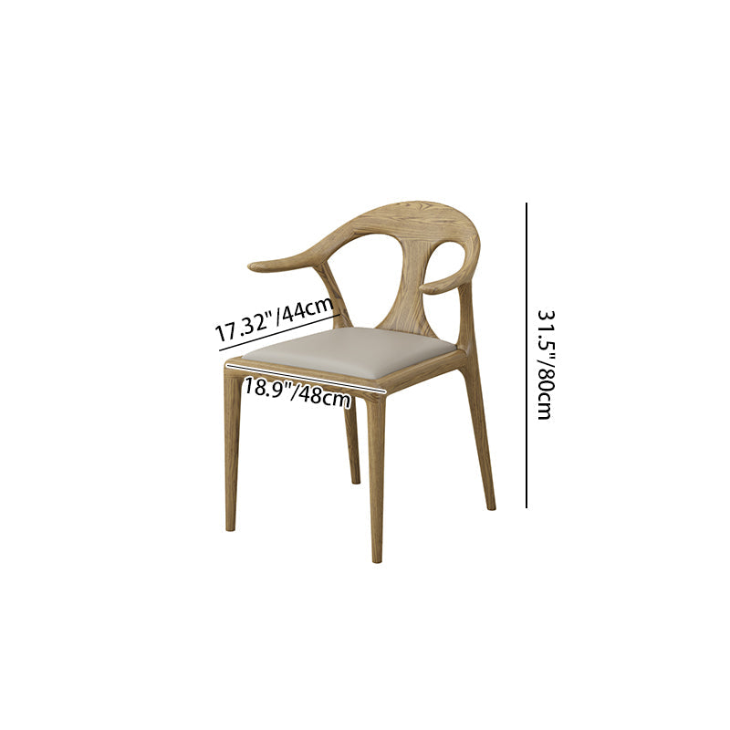 North American White Ash - Contemporary Scandinavian Solid Wood Chair: Contoured One-Piece Backrest & Armrest Dining Chair For Dining Room Cuvalon
