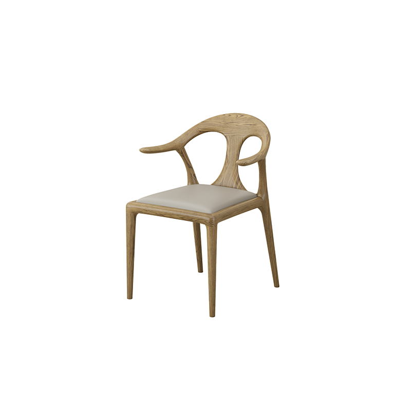 North American White Ash - Contemporary Scandinavian Solid Wood Chair: Contoured One-Piece Backrest & Armrest Dining Chair For Dining Room Cuvalon