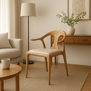 North American White Ash - Contemporary Scandinavian Solid Wood Chair: Contoured One-Piece Backrest & Armrest Dining Chair For Dining Room Cuvalon