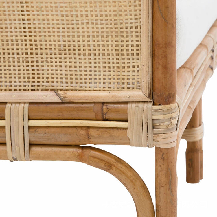Traditional Chinese Backrest Armrest Sofa: Natural Indonesian Rattan & Handwoven - Waterproof Cushion Zen-Style Chair For Living Room Cuvalon