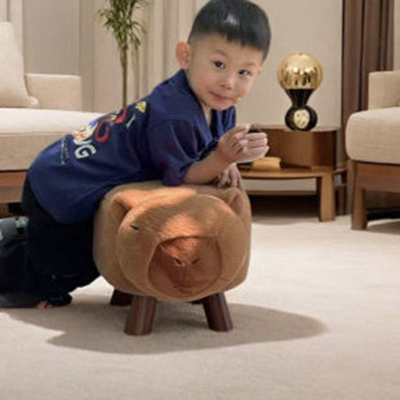 Modern Minimalist Rectangular Cushion Solid Wood Fabric Sponge Kid Footstool For Living Room Cuvalon