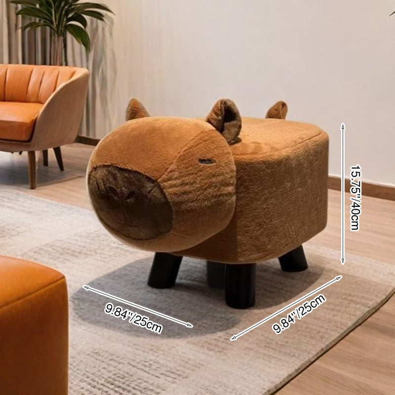 Modern Minimalist Rectangular Cushion Solid Wood Fabric Sponge Kid Footstool For Living Room Cuvalon