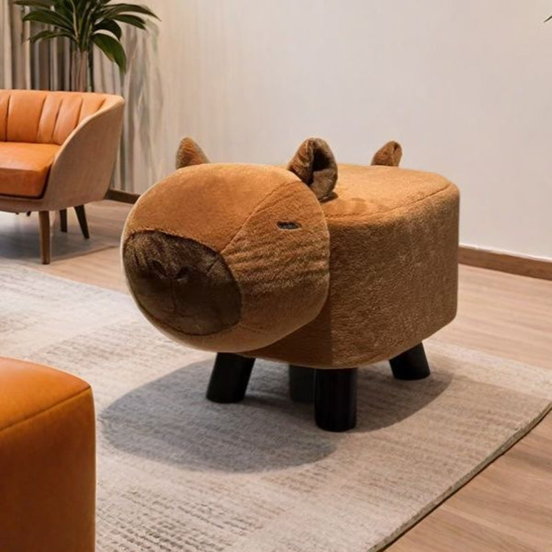 Modern Minimalist Rectangular Cushion Solid Wood Fabric Sponge Kid Footstool For Living Room Cuvalon