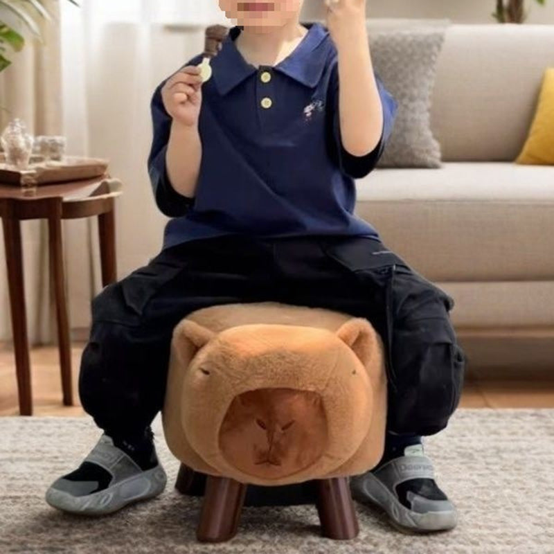 Modern Minimalist Rectangular Cushion Solid Wood Fabric Sponge Kid Footstool For Living Room Cuvalon