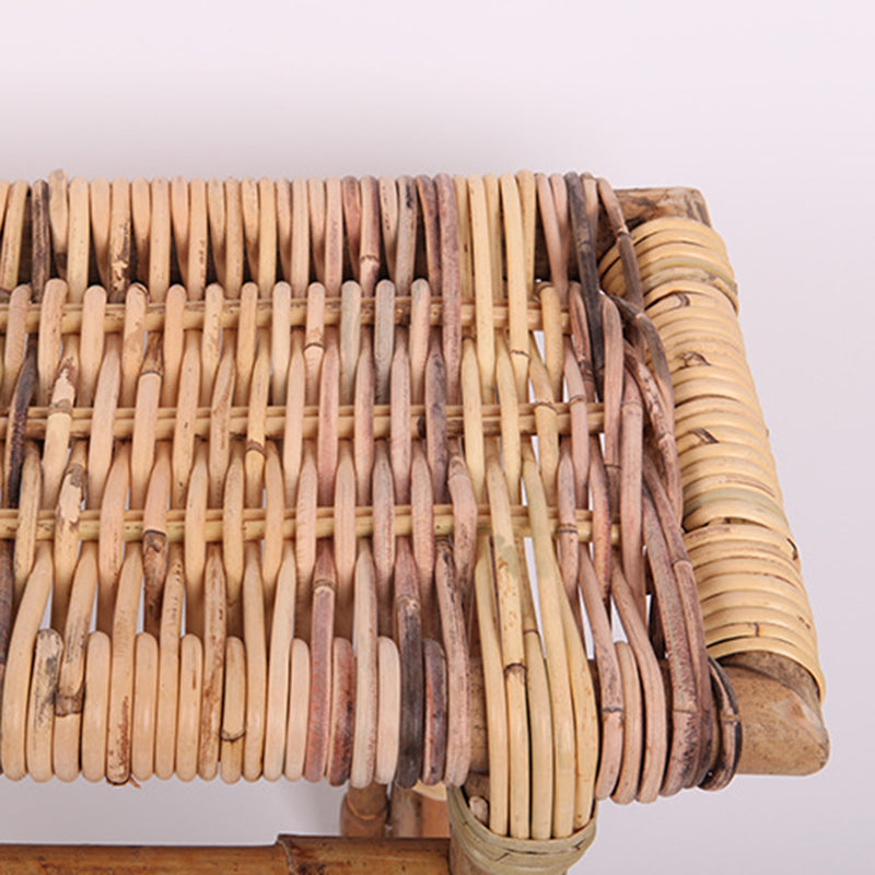 Modern Minimalist Bamboo Rattan Bench Solid Bamboo Frame & Woven Rattan: Sturdy, Lightweight, Eco-Friendly & Breathable Seating For Patio And Balcony Cuvalon