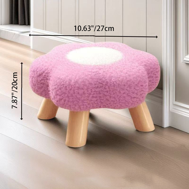 Contemporary Creative Kids Lamb Fleece Flower-Shaped Stackable Low Stool Backless Armless Design For Living Room & Bedroom Cuvalon
