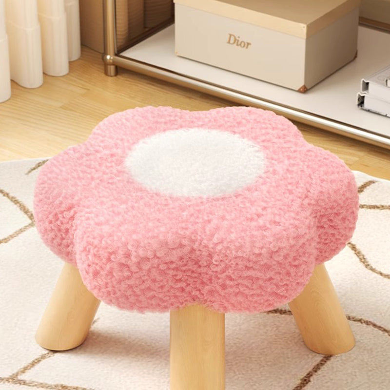 Contemporary Creative Kids Lamb Fleece Flower-Shaped Stackable Low Stool Backless Armless Design For Living Room & Bedroom Cuvalon