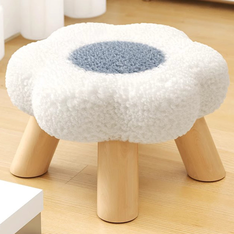 Contemporary Creative Kids Lamb Fleece Flower-Shaped Stackable Low Stool Backless Armless Design For Living Room & Bedroom Cuvalon