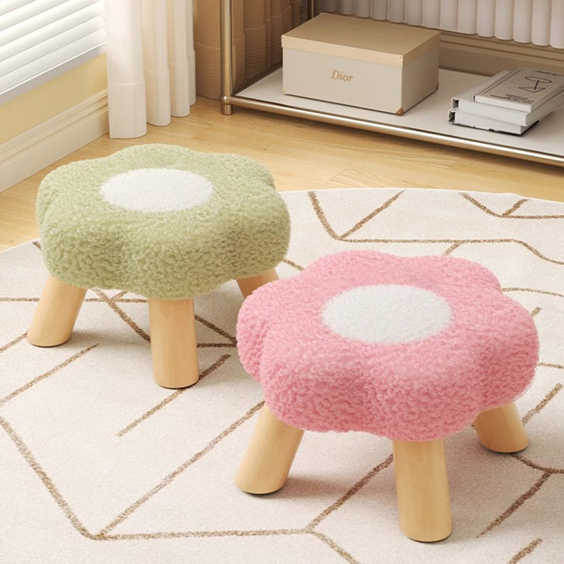 Contemporary Creative Kids Lamb Fleece Flower-Shaped Stackable Low Stool Backless Armless Design For Living Room & Bedroom Cuvalon
