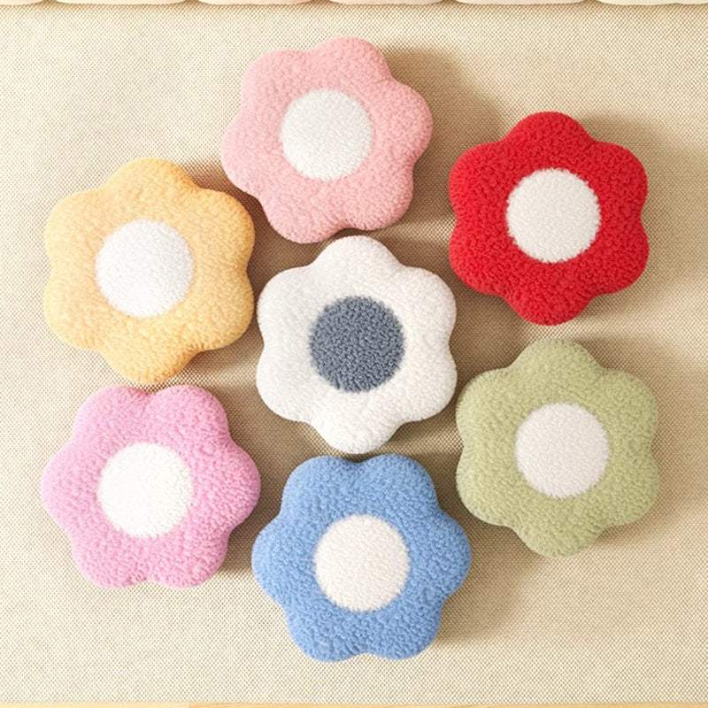 Contemporary Creative Kids Lamb Fleece Flower-Shaped Stackable Low Stool Backless Armless Design For Living Room & Bedroom Cuvalon