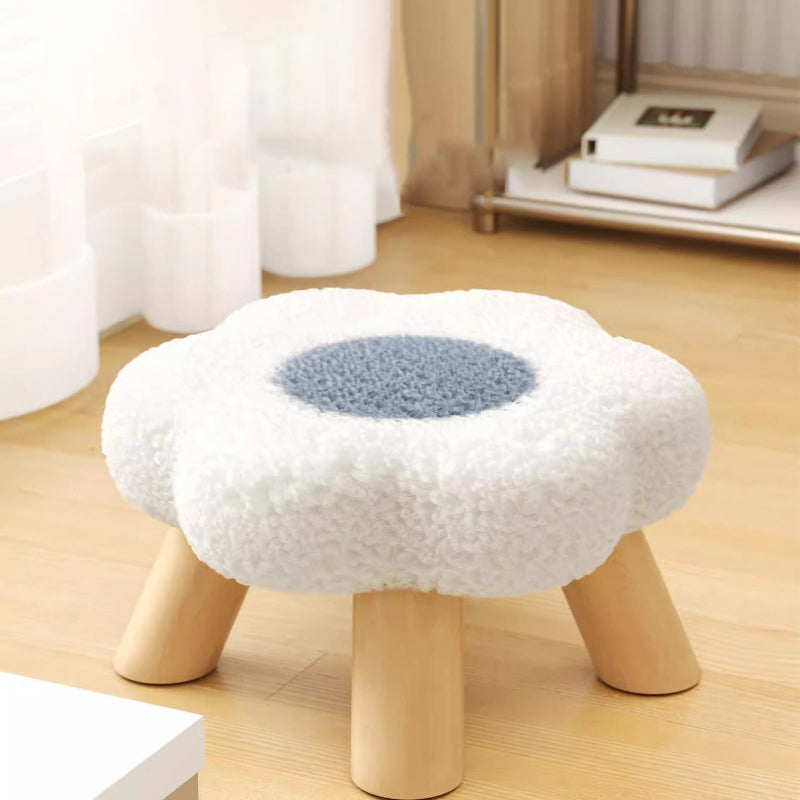 Contemporary Creative Kids Lamb Fleece Flower-Shaped Stackable Low Stool Backless Armless Design For Living Room & Bedroom Cuvalon