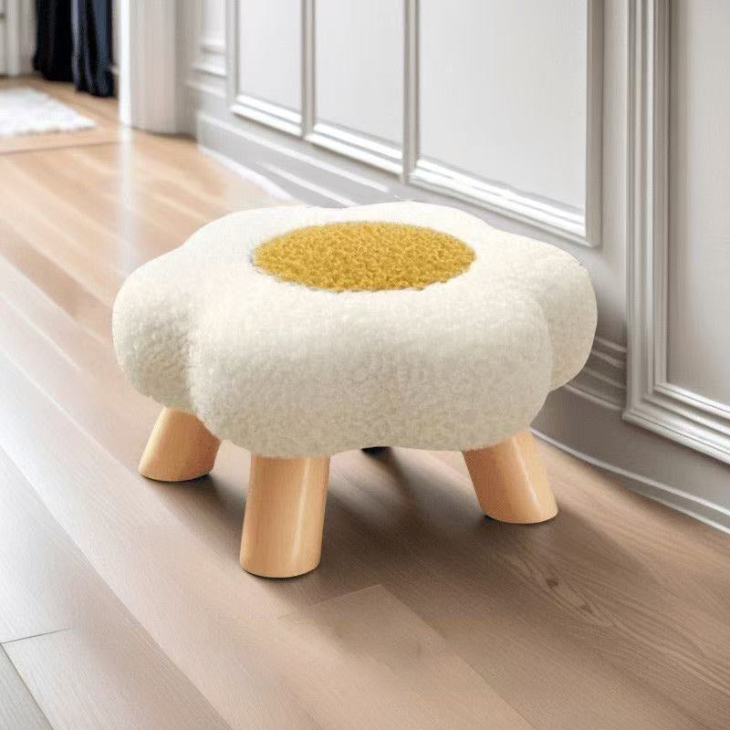 Contemporary Creative Kids Lamb Fleece Flower-Shaped Stackable Low Stool Backless Armless Design For Living Room & Bedroom Cuvalon