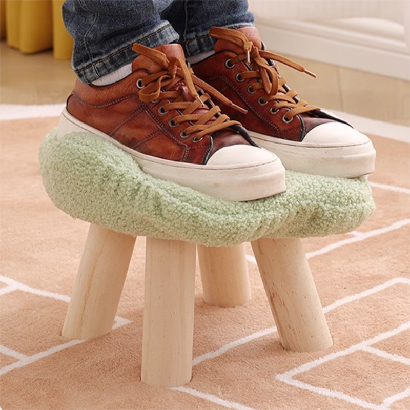 Contemporary Creative Kids Lamb Fleece Flower-Shaped Stackable Low Stool Backless Armless Design For Living Room & Bedroom Cuvalon