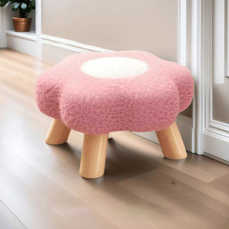 Contemporary Creative Kids Lamb Fleece Flower-Shaped Stackable Low Stool Backless Armless Design For Living Room & Bedroom Cuvalon