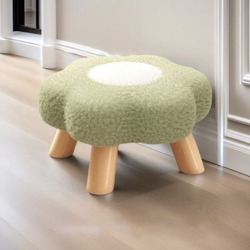 Contemporary Creative Kids Lamb Fleece Flower-Shaped Stackable Low Stool Backless Armless Design For Living Room & Bedroom Cuvalon