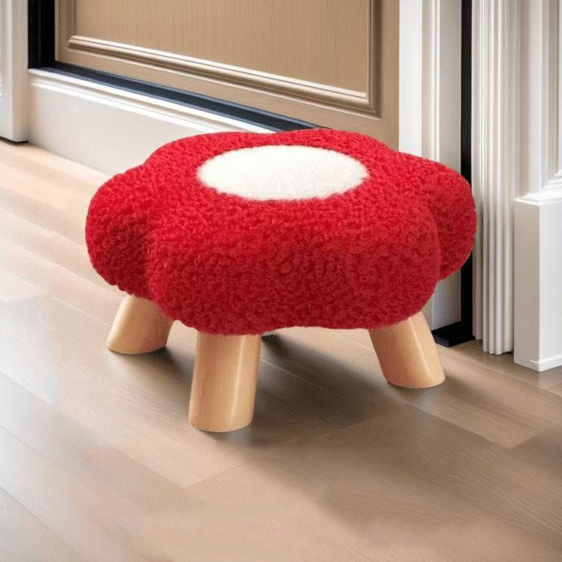 Contemporary Creative Kids Lamb Fleece Flower-Shaped Stackable Low Stool Backless Armless Design For Living Room & Bedroom Cuvalon
