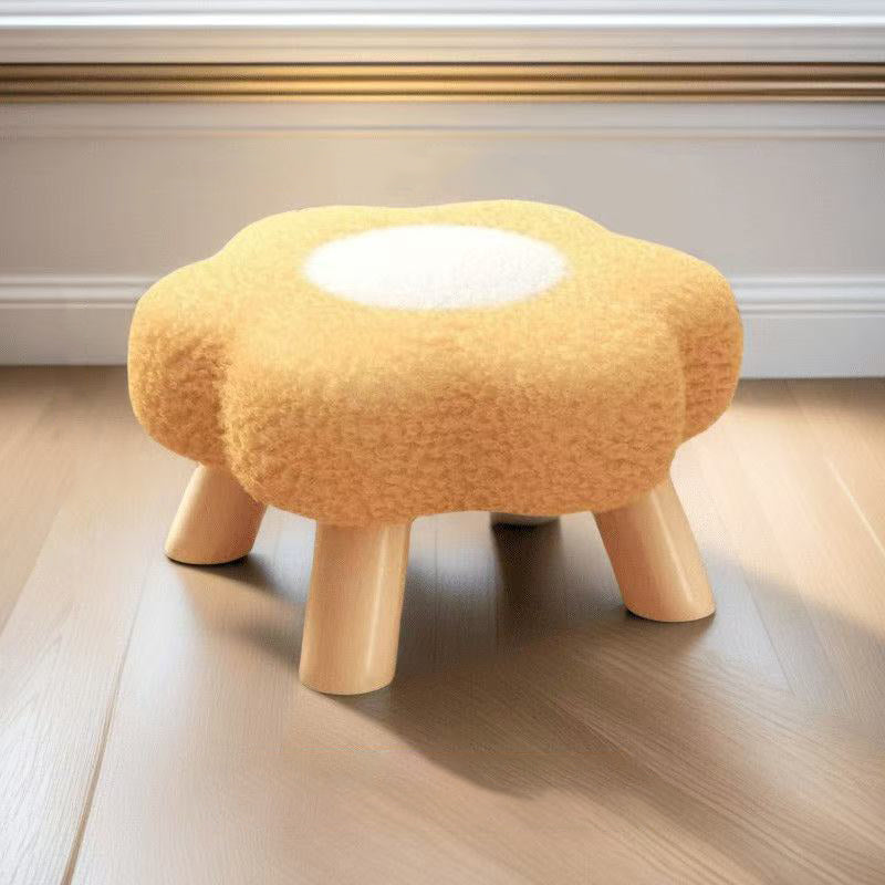 Contemporary Creative Kids Lamb Fleece Flower-Shaped Stackable Low Stool Backless Armless Design For Living Room & Bedroom Cuvalon