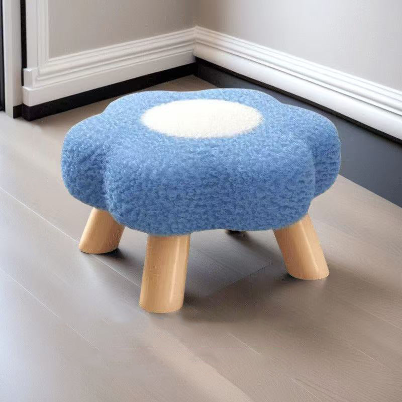 Contemporary Creative Kids Lamb Fleece Flower-Shaped Stackable Low Stool Backless Armless Design For Living Room & Bedroom Cuvalon