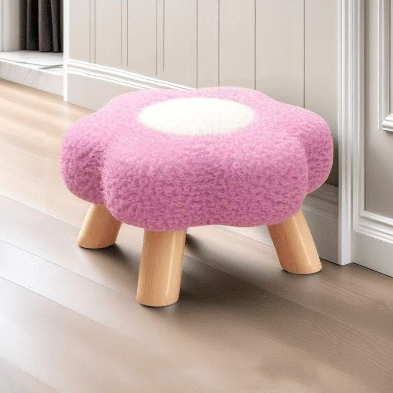 Contemporary Creative Kids Lamb Fleece Flower-Shaped Stackable Low Stool Backless Armless Design For Living Room & Bedroom Cuvalon