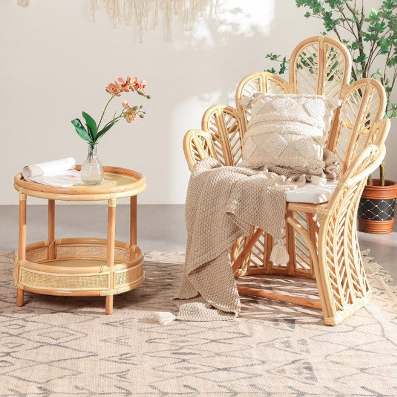 Handcrafted Indonesian Rattan Accent Chair - Boho Handwoven And Breathable Comfort For Living Room & Bedroom Cuvalon
