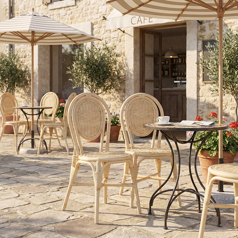 Premium Handcrafted Natural Rattan Dining Chair - Farmhouse Stylish, Breathable, And Long-lasting For Dining Room Cuvalon