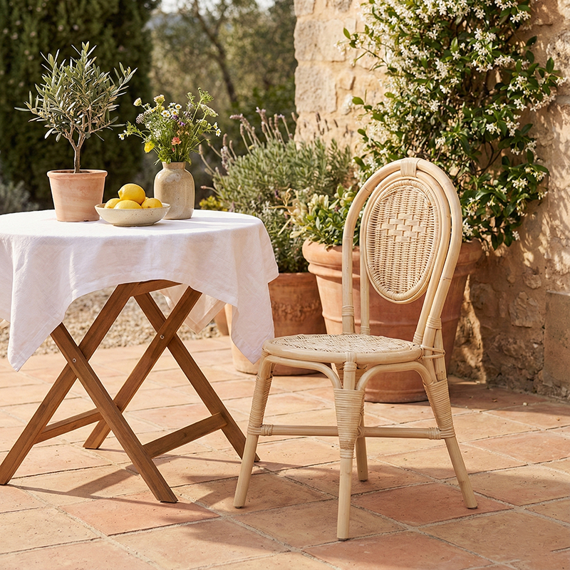 Premium Handcrafted Natural Rattan Dining Chair - Farmhouse Stylish, Breathable, And Long-lasting For Dining Room Cuvalon