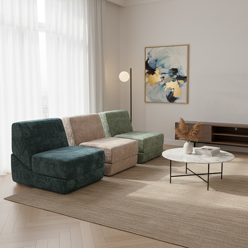 Flexible Space-Saving Compressed Sofa - Nordic Compressible, Frame-Free, 35D High Resilience Sponge For Comfort For Living Room & Bedroom Cuvalon