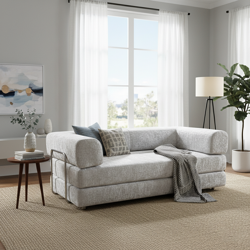 Space-Saving Compression Sofa Bed - Nordic Comfortable, Supportive & No Assembly Required For Living Room & Bedroom Cuvalon