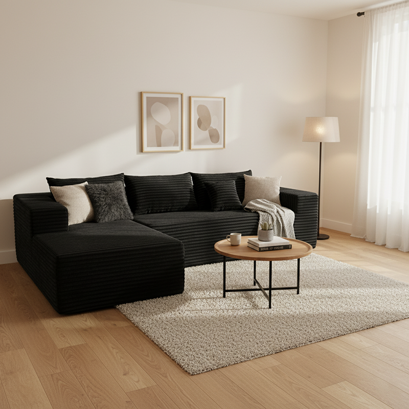 Compact 35D High-Resilience Foam Compression Sofa - Nordic Soft Corduroy Fabric Easy Storage For Living Room & Bedroom Cuvalon