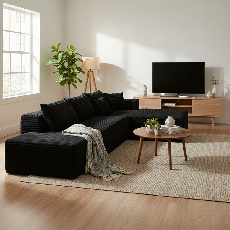 Compact 35D High-Resilience Foam Compression Sofa - Nordic Soft Corduroy Fabric Easy Storage For Living Room & Bedroom Cuvalon