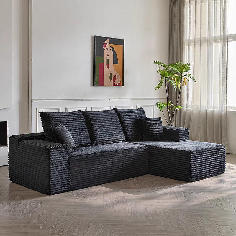 Compact 35D High-Resilience Foam Compression Sofa - Nordic Soft Corduroy Fabric Easy Storage For Living Room & Bedroom Cuvalon