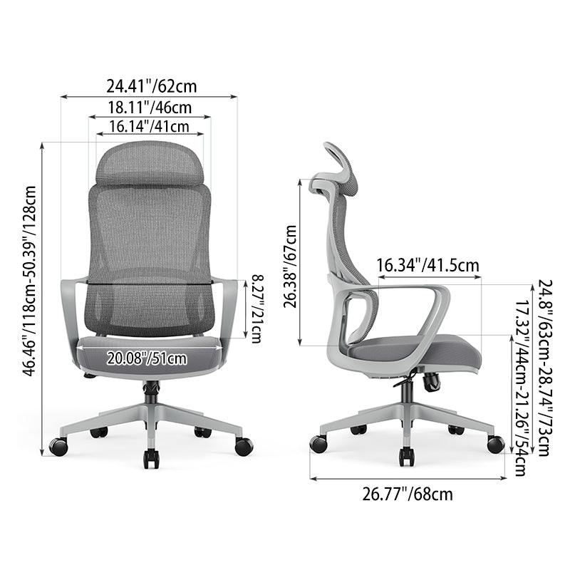 Stylish & Comfortable High Back Desk Chair - Minimalist Breathable Mesh & Premium Lumbar Support For Home Office Cuvalon