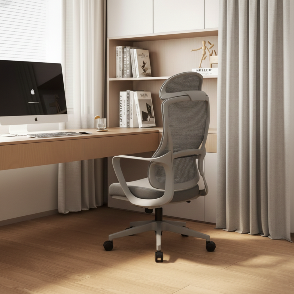 Stylish & Comfortable High Back Desk Chair - Minimalist Breathable Mesh & Premium Lumbar Support For Home Office Cuvalon