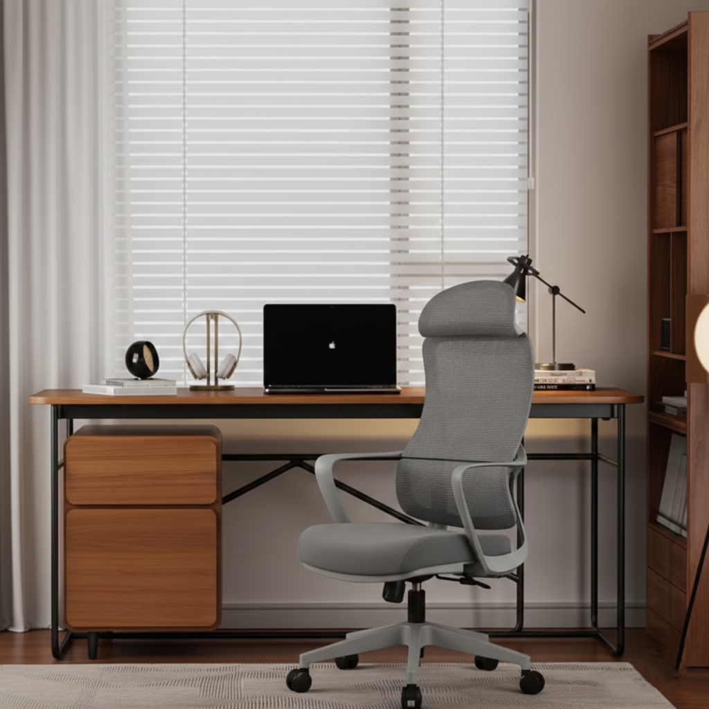 Stylish & Comfortable High Back Desk Chair - Minimalist Breathable Mesh & Premium Lumbar Support For Home Office Cuvalon