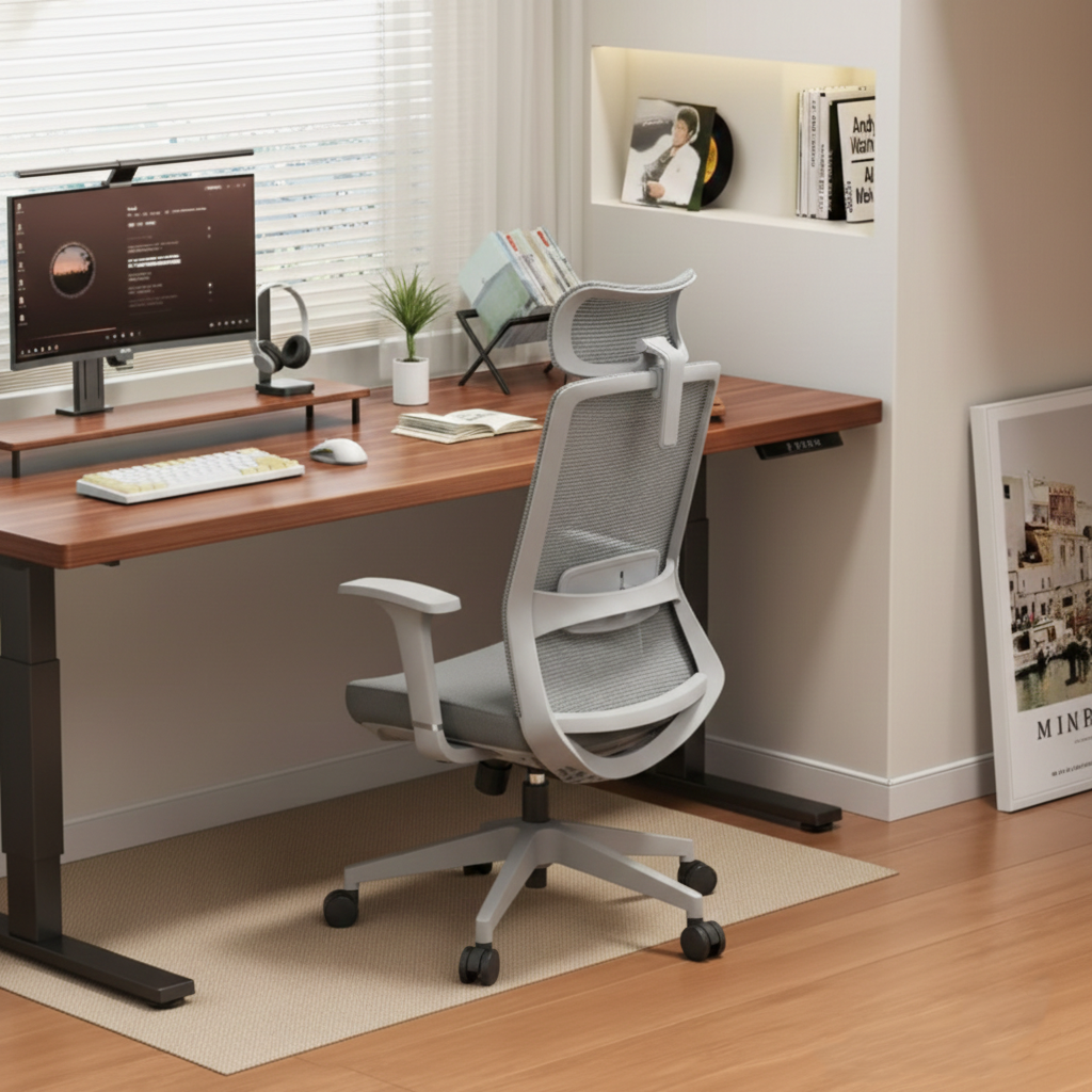 Premium Ergonomic Office Desk Chair - Minimalist High-Back Manager Chair With 2D Headrest & SGS Certified Gas Lift For Home Office Cuvalon