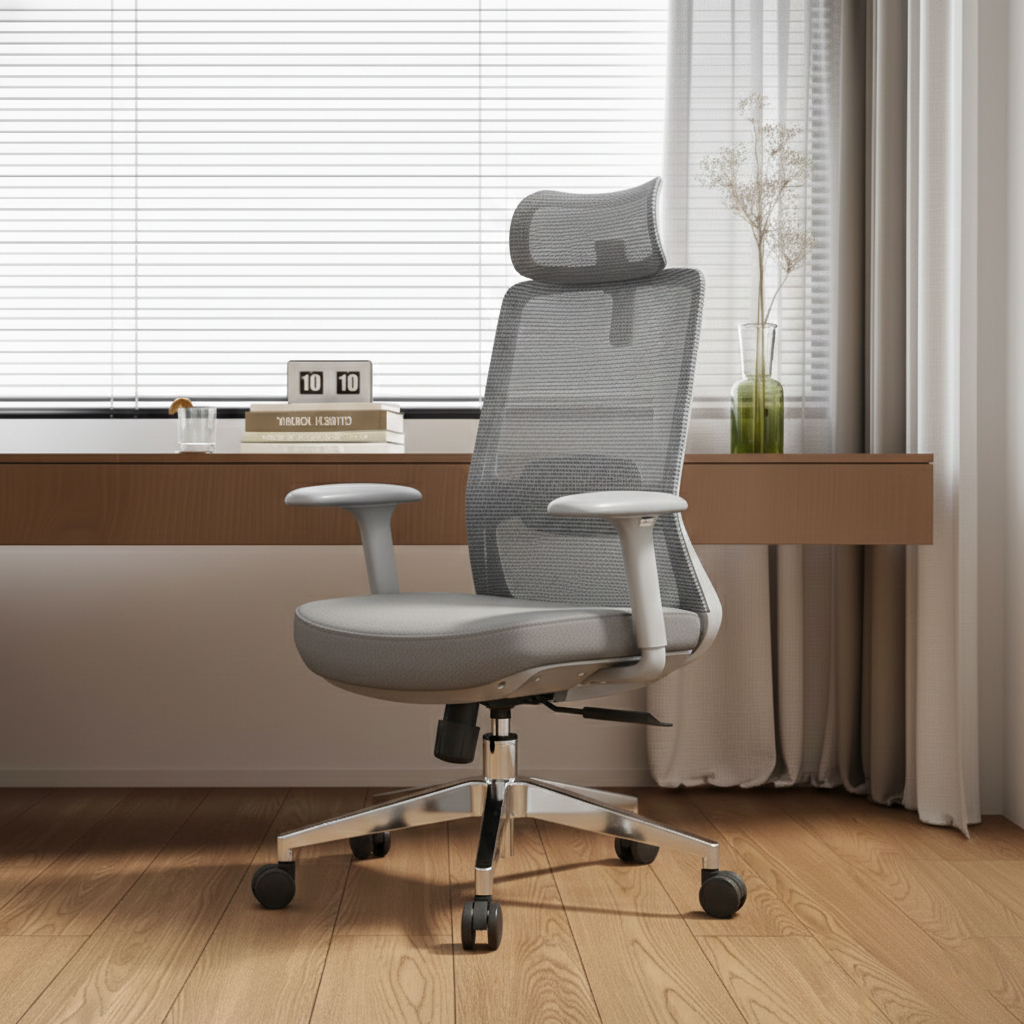 Ergonomic Adjustable Manager Desk Chair - Minimalist Durable High-Back Chair With 4D Adjustable Armrests & Silent Casters For Home Office Cuvalon