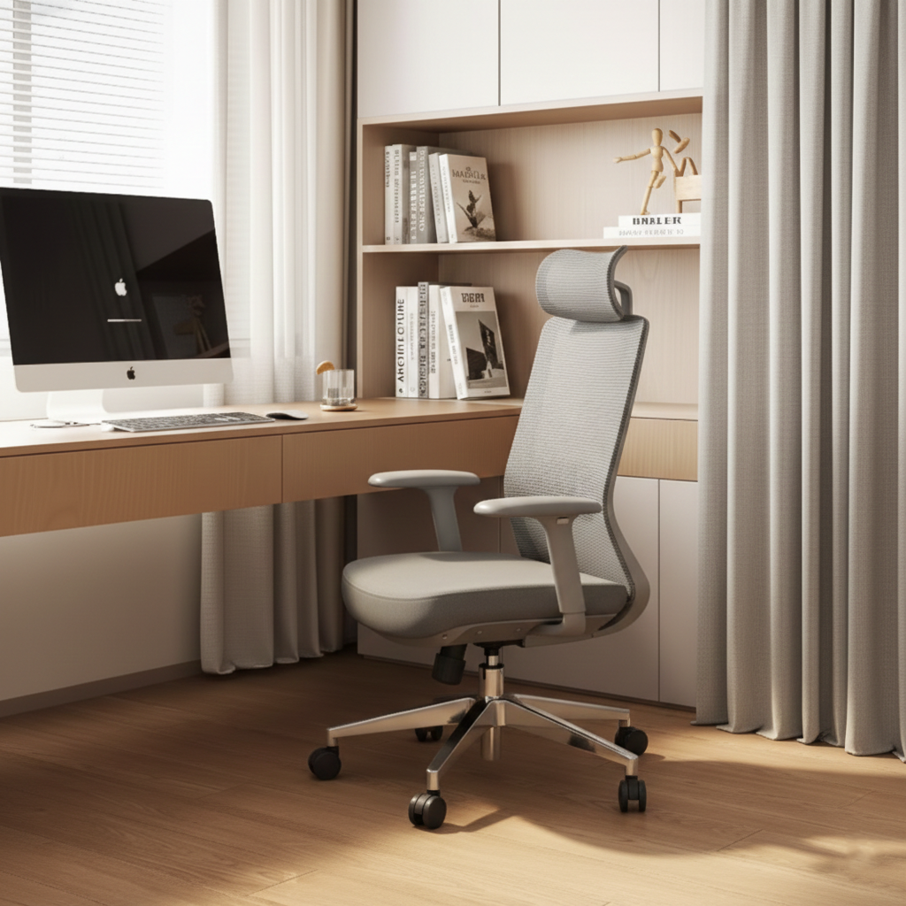 Ergonomic Adjustable Manager Desk Chair - Minimalist Durable High-Back Chair With 4D Adjustable Armrests & Silent Casters For Home Office Cuvalon