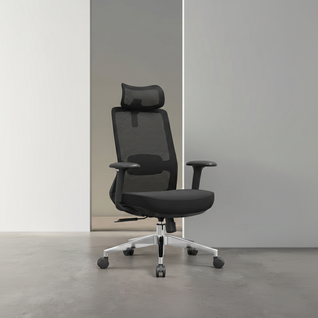 Premium Ergonomic High-Back Executive Desk Chair - Minimalist High-Back Chair With Adjustable Features & BIFMA Certified Casters For Home Office Cuvalon