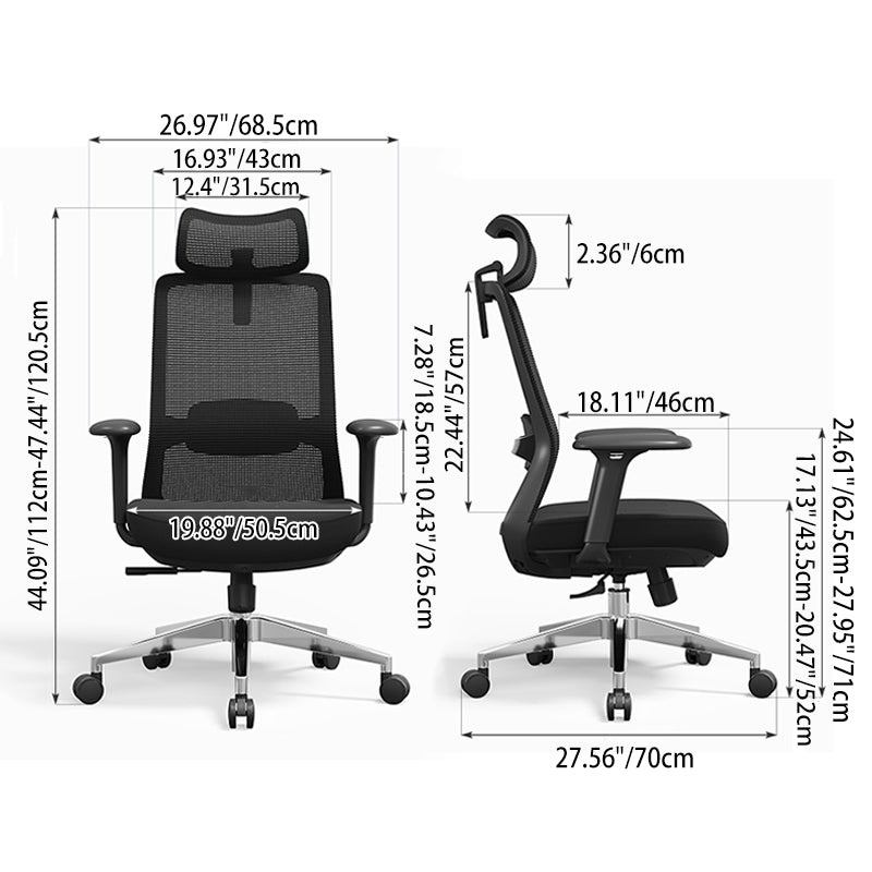 Premium Ergonomic High-Back Executive Desk Chair - Minimalist High-Back Chair With Adjustable Features & BIFMA Certified Casters For Home Office Cuvalon
