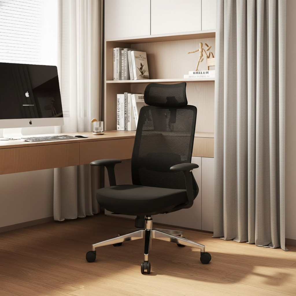 Premium Ergonomic High-Back Executive Desk Chair - Minimalist High-Back Chair With Adjustable Features & BIFMA Certified Casters For Home Office Cuvalon