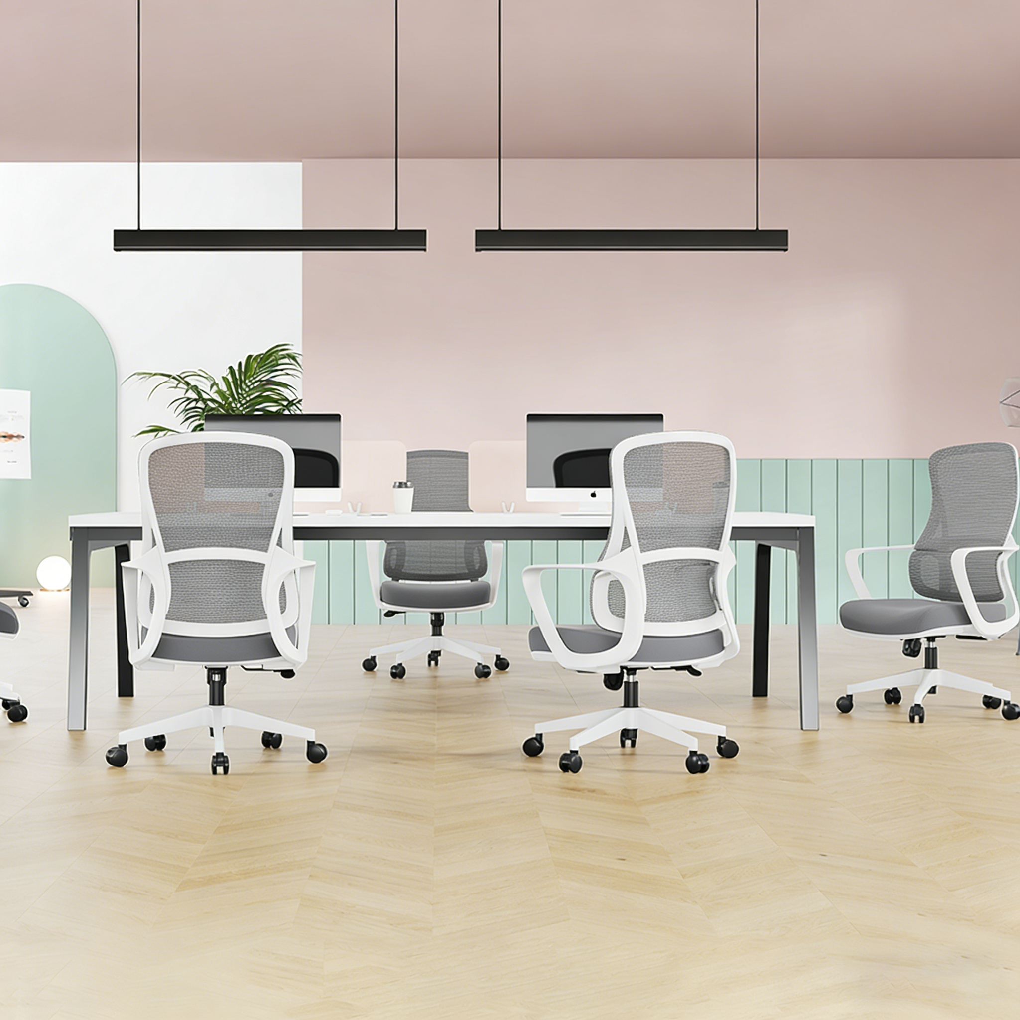 Memory Sponge Seat & Breathable Mesh Back Desk Chair - Minimalist PU Silent Casters & Butterfly Base For Home Office Cuvalon
