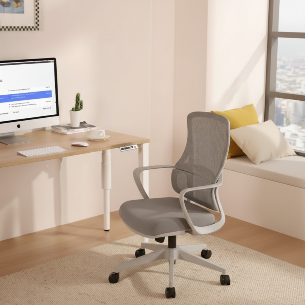 High-Quality Ergonomic Breathable Mesh Desk Chair - Minimalist Comfortable & Durable Office Chair With Lumbar Support & Silent Casters For Home Office Cuvalon