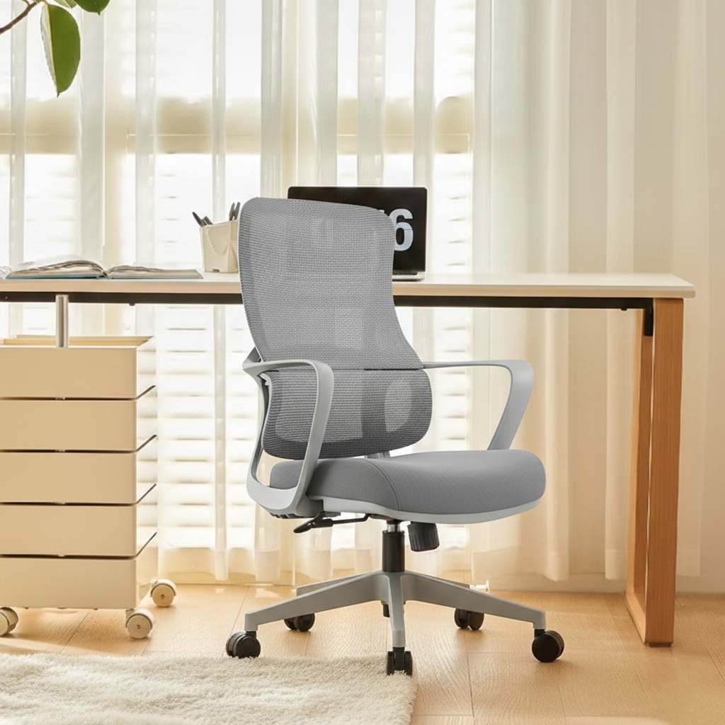 High-Quality Ergonomic Breathable Mesh Desk Chair - Minimalist Comfortable & Durable Office Chair With Lumbar Support & Silent Casters For Home Office Cuvalon