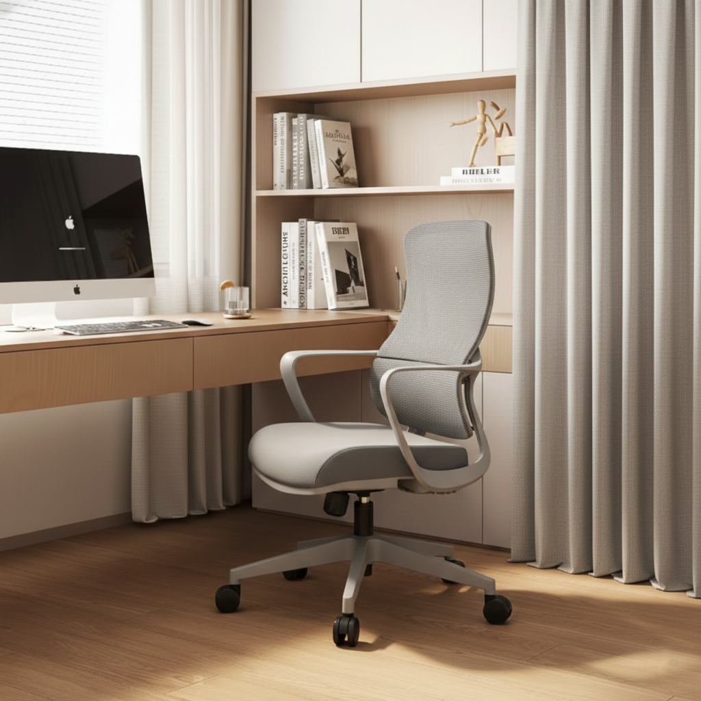 High-Quality Ergonomic Breathable Mesh Desk Chair - Minimalist Comfortable & Durable Office Chair With Lumbar Support & Silent Casters For Home Office Cuvalon