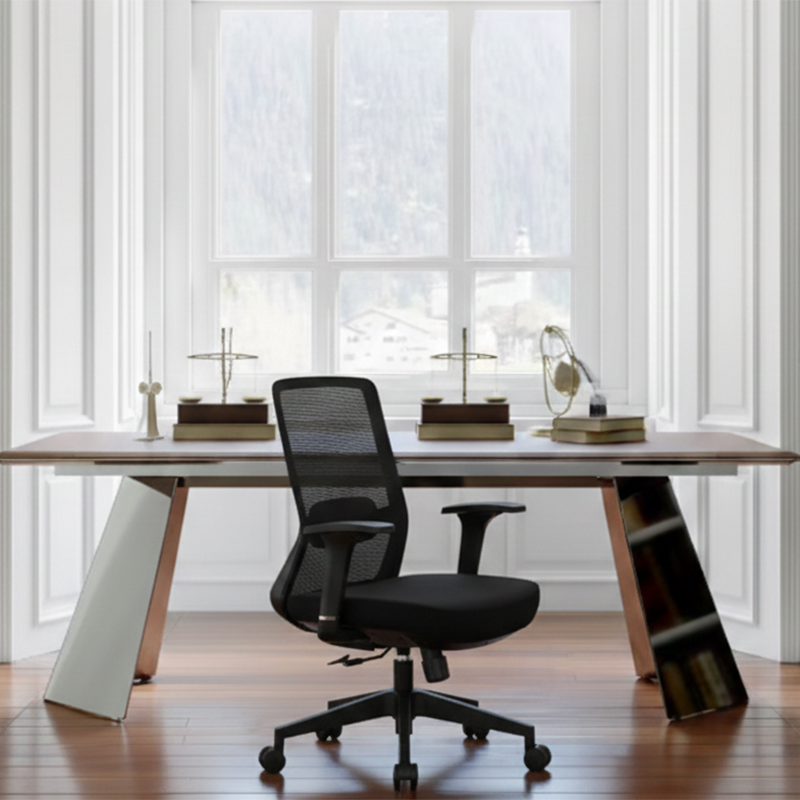 Adjustable Lumbar Support Ergonomic Mid-Back Desk Chair - Minimalist Memory Sponge Seat & BIFMA-Approved Casters For Home Office Cuvalon