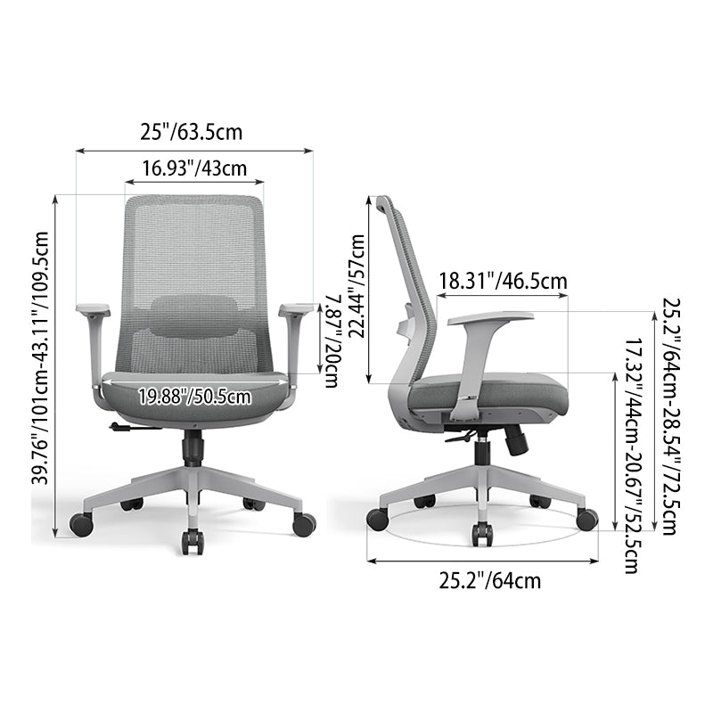 Ergonomic Mid-Back Desk Chair - Minimalist Office Chair With Adjustable Lumbar Support & Memory Sponge Seat For Home Office Cuvalon