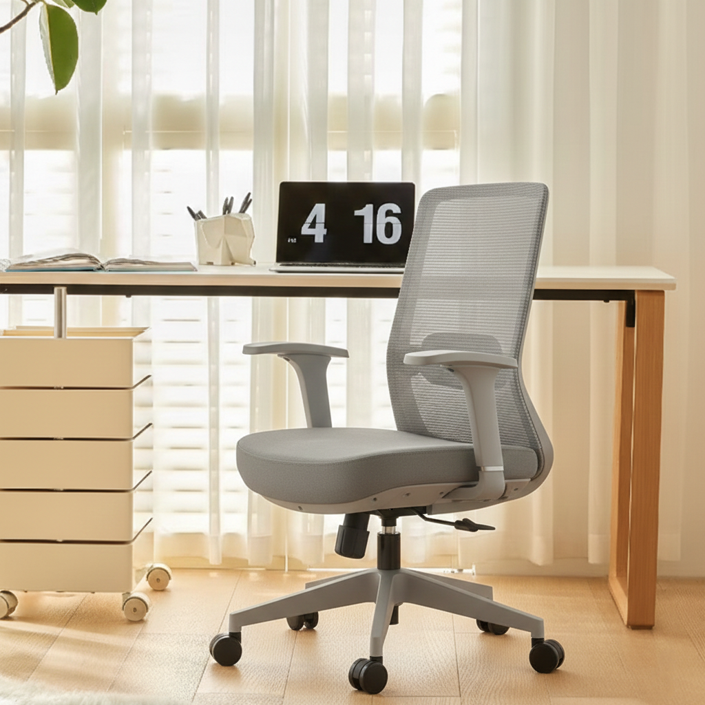 Ergonomic Mid-Back Desk Chair - Minimalist Office Chair With Adjustable Lumbar Support & Memory Sponge Seat For Home Office Cuvalon
