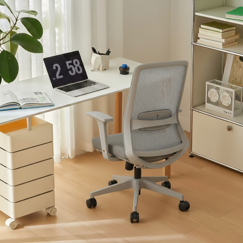 Ergonomic Mid-Back Desk Chair - Minimalist Office Chair With Adjustable Lumbar Support & Memory Sponge Seat For Home Office Cuvalon
